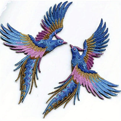 Phoenix Bird Embroidered Applique Patches 1 Pair