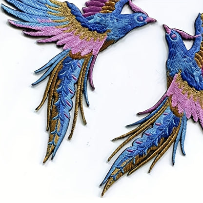 Phoenix Bird Embroidered Applique Patches 1 Pair