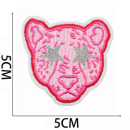 Pink cheetah embroidered cloth patch 20pcs